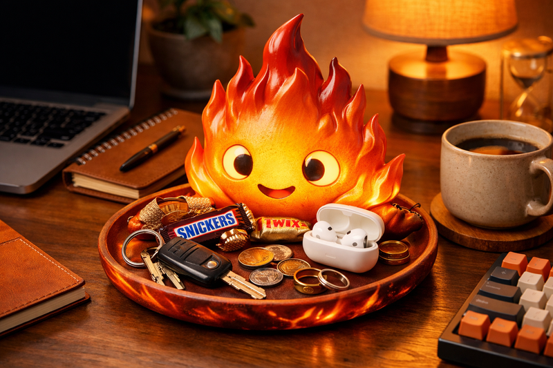Attention-Grabbing Calcifer Fire Desktop Decoration Tray