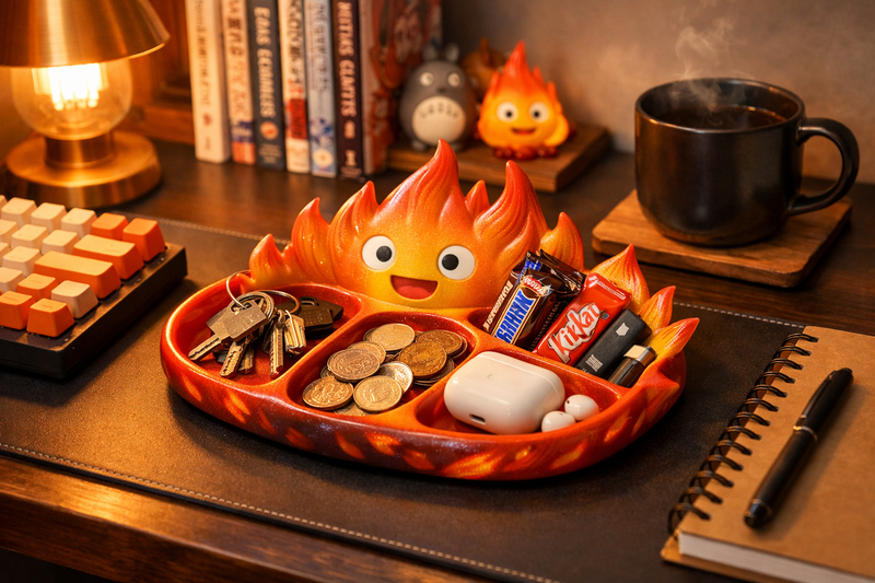 Calcifer Fire Desk Organizer Tray for Anime Lovers