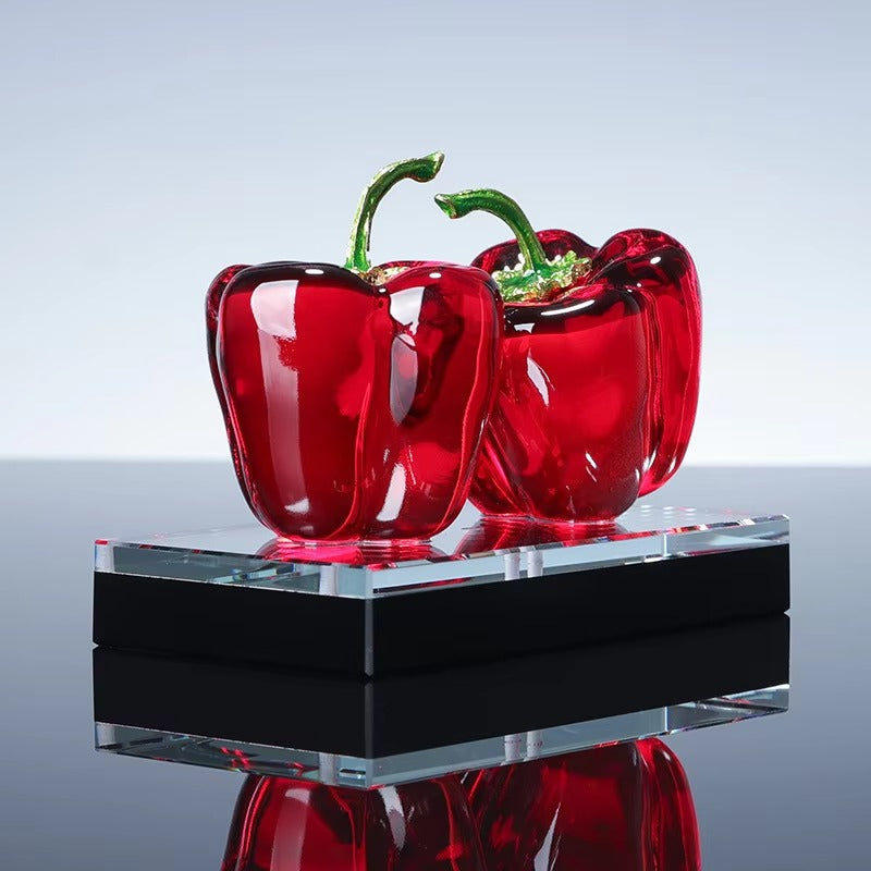 Crystal Green Pepper Glass Figurine – Unique Home Decor Gift