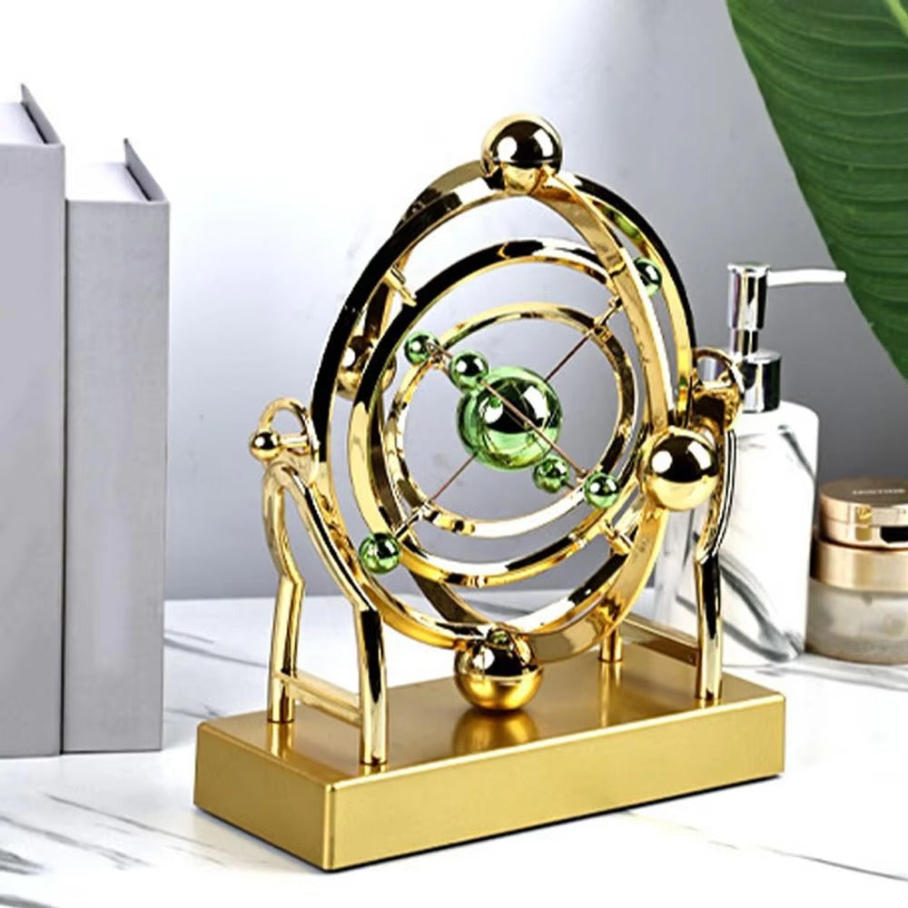 Celestial Orbit Pendulum Kinetic Art Desk Decor - Rotating Sculpture