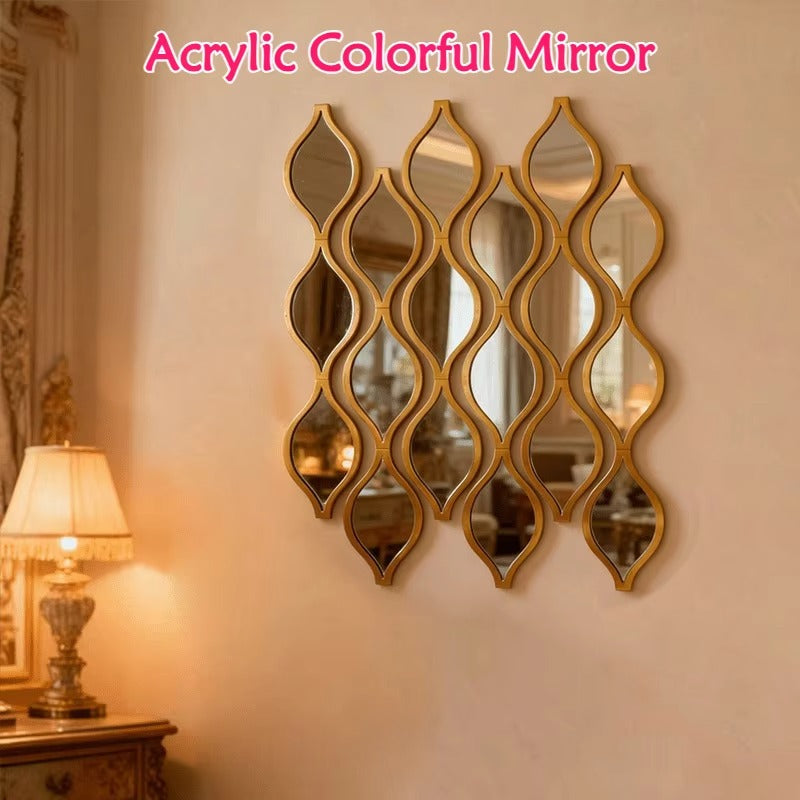 12pcs Golden Teardrop Bathroom Mirrors - Modern Wall Decor