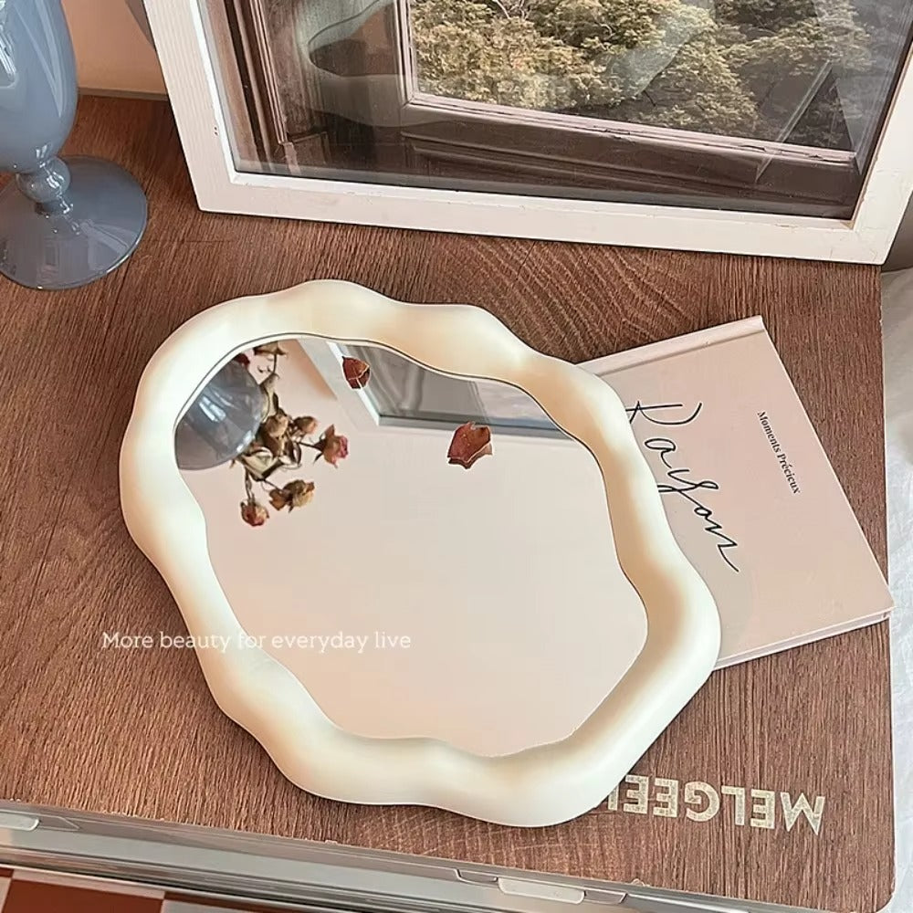 Cream Style Cloud Shaped Makeup Mirror – Decorative Standing Dresser Mirror