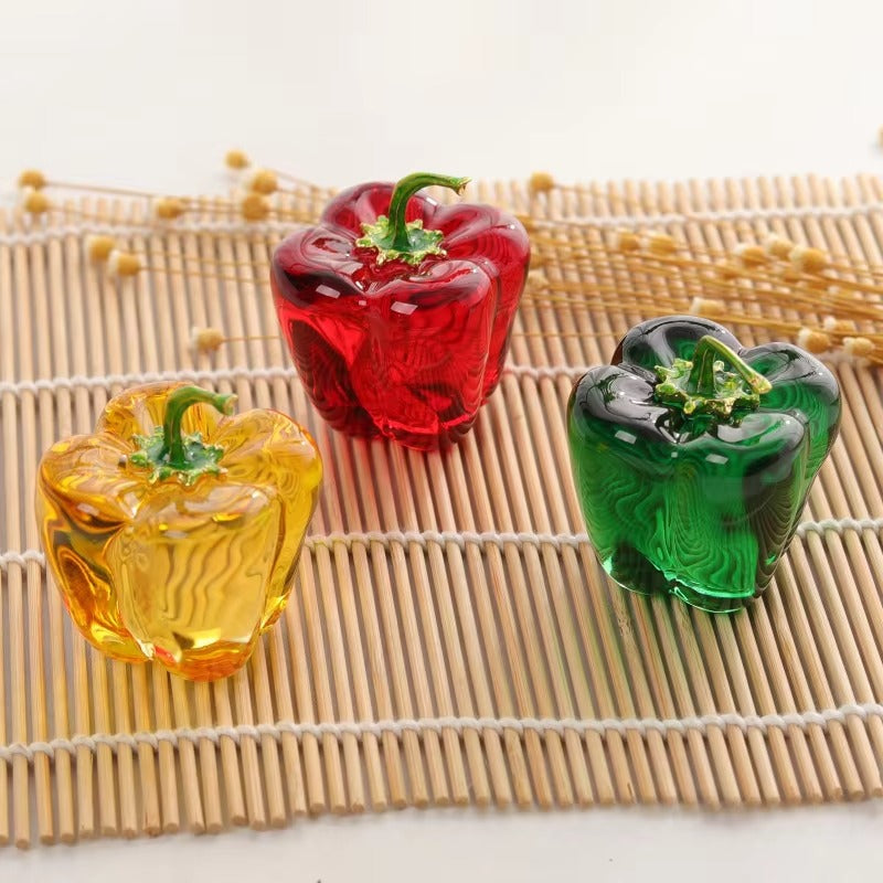Crystal Green Pepper Glass Figurine – Unique Home Decor Gift