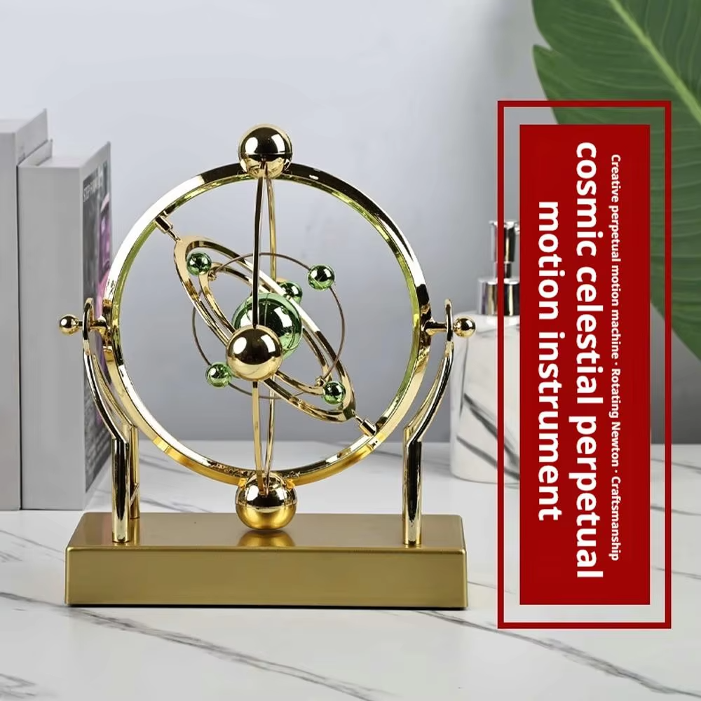 Celestial Orbit Pendulum Kinetic Art Desk Decor - Rotating Sculpture