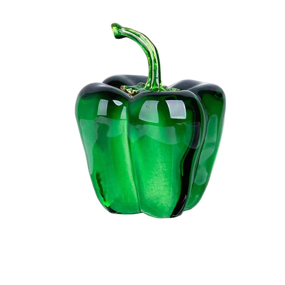 Crystal Green Pepper Glass Figurine – Unique Home Decor Gift