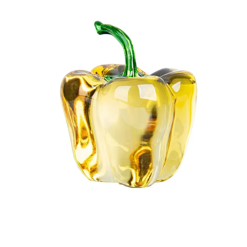Crystal Green Pepper Glass Figurine – Unique Home Decor Gift
